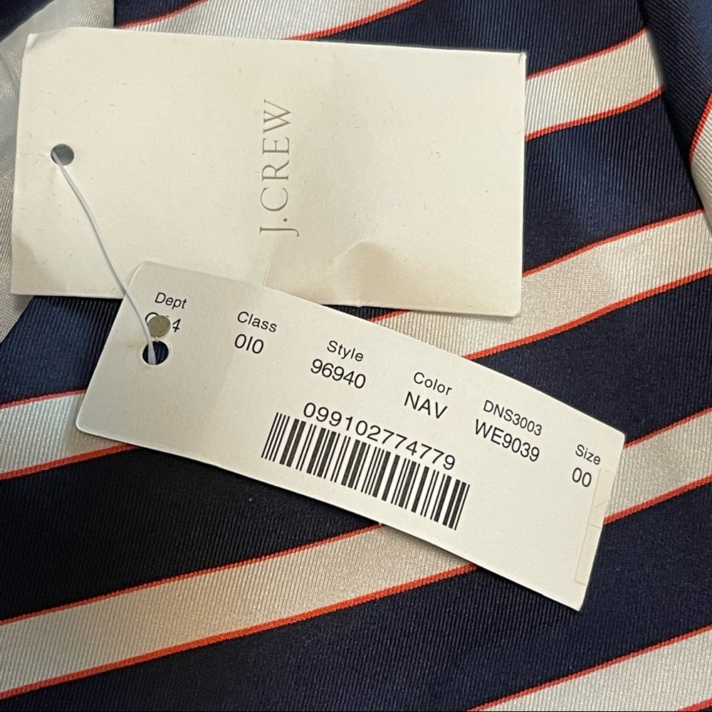J.Crew 100% Silk Striped Sheath Dress 00 With Pockets Dead Stock - Picture 12 of 13